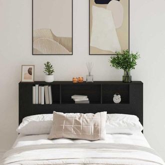 vidaXL Headboard Cabinet Black oak 160 x 19 x 104.5 cm Engineered wood Vidaxl