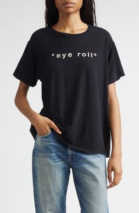 R13 Relaxed Fit Eye Roll Cotton & Cashmere Graphic T-Shirt in Black at Nordstrom, Size X-Small