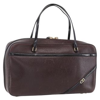 Dior Vintage Cd Handbag Leather Brown Leather Handbag (Pre-Owned)