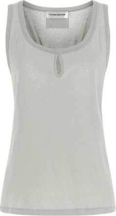 Victoria Beckham Grey Round Neck Sleeveless Tank Top