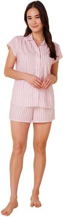 The Cats Pajamas Luxe Pima Short Print Set in Classic Stripe Pink at Nordstrom, Size X-Large