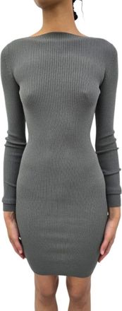Rick Owens Al Dress - Dames - Kleedjes - Grijs - L - Wol - Kleedjes