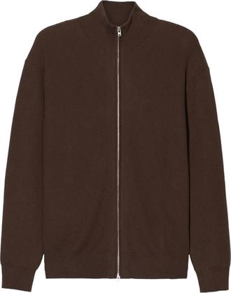 Closed Cardigan a coste con zip - Marrone