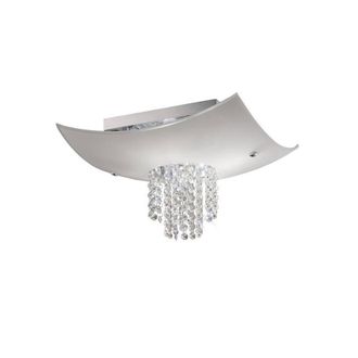 Netlighting Nyla Flush Ceiling 5 Light Polished Chrome Glass Crystal in Grey