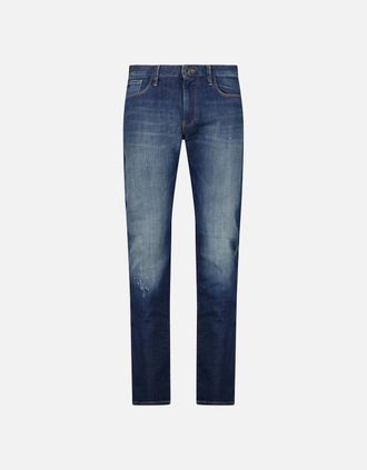 Emporio Armani Mens Emporio Armani J06 Slim Fit 5 Pocket Paint Splatter Jeans Blue - Size: 31/32