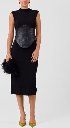 Rachel Roy Donatella Faux Leather Corset Midi Dress