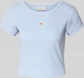 Calvin Klein Jeans Cropped T-Shirt mit Label-Detail in Hellblau, Größe XL