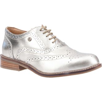 Hush Puppies Womens Natalie Female Lace Ladies Shoes GOLD - Silver Leather - Size UK 3