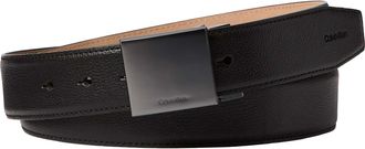Calvin Klein Lederg&uuml;rtel CALVIN KLEIN DRESS PLAQUE PEBBLE 35MM ADJ, Herren, Gr. 11,5, schwarz, matte gunmetal, Web, Rindsleder, unifarben, G&uuml;rtel Lederg&uuml;rtel, Gr&ouml;s