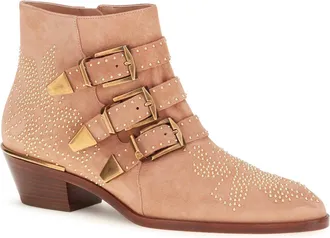 Chlo&eacute; Womens Suede Susan Boots Dusty Rose Calf Leather Bos Taurus