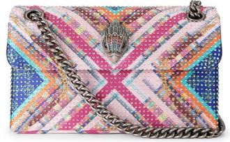 Kurt Geiger Fabric Kensington 17 Crystal Embellished Flap Bag in Pink Multi at Nordstrom