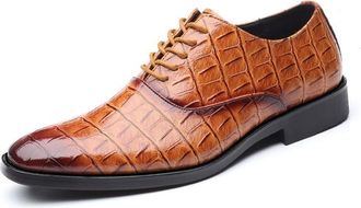 Generic Shoes Dress Oxford for Men Lace Up Burnished Toe Derby Shoes PU Leather Low Top Block Heel Resistant Non Slip Rubber Sole Business(Yellow,10.5 UK)