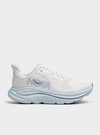 Hoka One One Womens Clifton 10 oat and blue sneakers Women