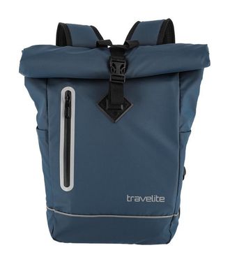 Travelite Freizeitrucksack TRAVELITE BASICS Roll-Up Rucksack Plane, Damen, Gr. B/H/T: 26cm x 60cm x 15cm, blau (marine), Polyester, unifarben mit Farbeins&auml;tzen,