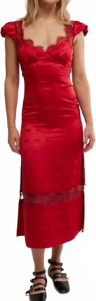 Free People Lace And Bow Pattern Dress In Red Dahlia Combo
