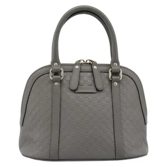 Gucci Convertible Dome Satchel Microguccissima Leather Gray Leather Handbag (Pre-Owned)
