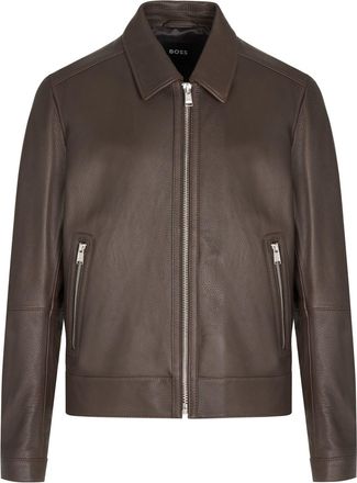 BOSS H MAPSON 4 LEATHER JACKET Size: 52, colour: BROWN