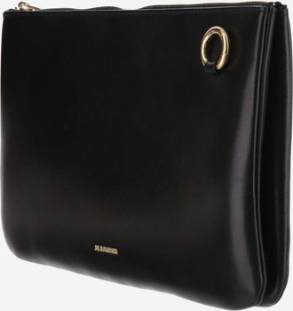 Jil Sander Womens Leather Shoulder Bag With Logo Black Satchels & Cross Body