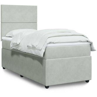 vidaXL Cama Box Spring Con Colch&oacute;n Terciopelo Gris Claro 100x200 Cm Vidaxl
