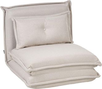 Beliani Sof&aacute; Cama Individual Plegable Minimalista Moderno 1 Plaza Con Coj&iacute;n Sill&oacute;n Puf Para Invitados Blanco Crema Dellen
