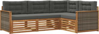 vidaXL Conjunto De Sof&aacute;s De Exterior 4 Uds. Natural Y Antracita Vidaxl