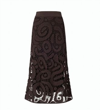 Pinko Maestrale Crochet Flared Midi Skirt