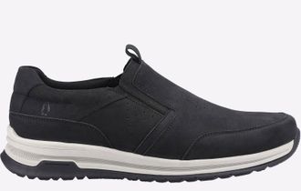 Hush Puppies Cole Slip On Leather MEMORY FOAM Mens - Black - Size UK 12