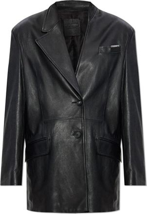 The Attico Leren jas - Dames - Leren en Su&egrave;de Jassen - Zwart - 2XS - Leer - Jassen