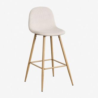 Sklum Sklum - Pack De 2 Taburetes Altos En Pana Glamm Beige Lino Madera Natural