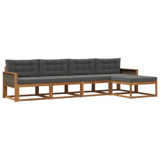 vidaXL Conjunto De Sof&aacute;s De Exterior 5 Pcs Natural Y Antracita Vidaxl
