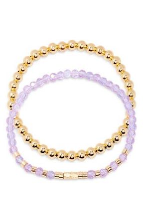 Brook & York Makenna Set of 2 Birthstone Beaded Stretch Bracelets in Gold at Nordstrom Rack