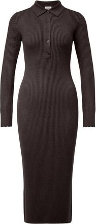 Drykorn Amarila Gebreide Jurk - Dames - Kleedjes - Bruin - M - Wol - Kleedjes