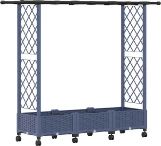 vidaXL Cama Elevada Con Trellis Y Techo Gris 164 X 40 X 127 Cm Pp Vidaxl