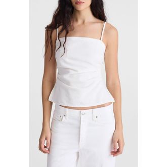 Madewell Ruched Square Neck Denim Tank in Tile White at Nordstrom, Size 00