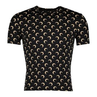 Marine Serre Tops, Dames, Zwart, XS, Haut Jersey Moon