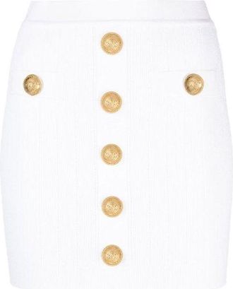 Balmain White Polyester Mini Womens Skirt