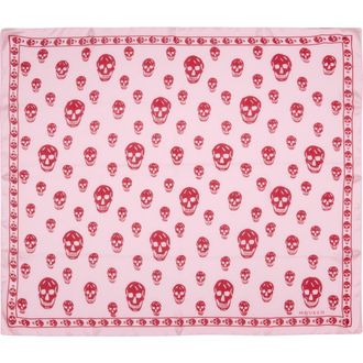 Alexander McQueen Skull Print Silk Scarf in Powder Pink/Raspberr at Nordstrom