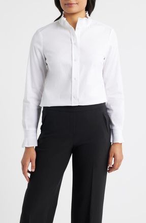 Anne Klein Micro Pleat Shirt in Bright White at Nordstrom, Size X-Small