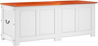 vidaXL Ba&uacute;l De Almacenaje Con Tapa Madera De Acacia Marr&oacute;n Y Blanco Vidaxl