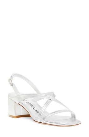 Stuart Weitzman Oasis 50 Block Sandal in Silver at Nordstrom Rack, Size 5.5