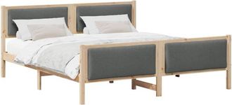 vidaXL Estructura De Cama Con Cabecera Gris Oscuro 180 X 200 Cm Tela Vidaxl