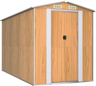 vidaXL Cobertizo Jard&iacute;n Acero Galvanizado Marr&oacute;n Claro 192x357x223 Cm Vidaxl