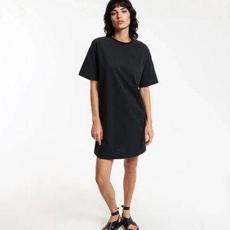 La Redoute Collections Korte T-shirtjurk met knoopsluiting op de schouder
