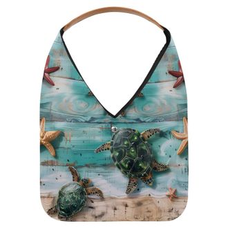 Generic Vintage Wooden Sea Turtle Shell Reusable Lightweight Grocery Bags - Foldable Into Compact Pouch, Washable & Sturdy, Multipurpose for Shopping and Trav