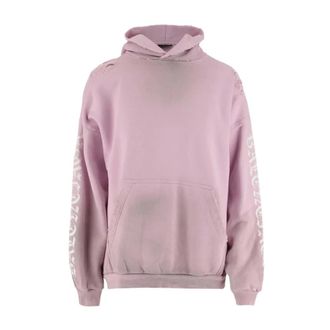Balenciaga Hoodies, female, Pink, Size: 2XS Stencil Hooded Sweatshirt Women