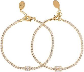 Rivka Friedman 18K Plated Cz Stackable Bracelet