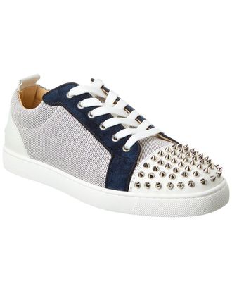 Christian Louboutin Louis Junior Spikes Orlato Canvas & Suede Sneaker