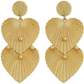 Panacea Textured Double Heart Drop Earrings in Gold at Nordstrom Rack