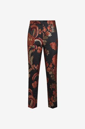 Etro Zigarettenhose aus Jacquard mit Bl&uuml;ten- und Blattmotiv