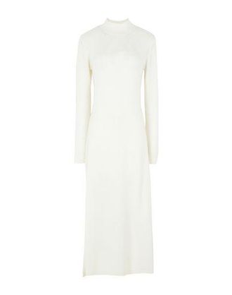 8 by YOOX WOOL BLEND L/SLEEVE MOCK-NECK MIDI DRESS
